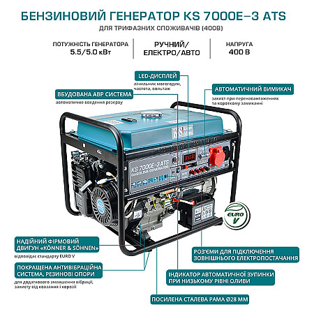 Бензиновий генератор Könner&Söhnen KS 7000E-3 ATS - фото 6