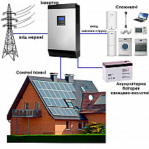 Автономна сонячна електростанція 3 кВт на основі свинцево-кислотних акумуляторних батарей із встановленням на даху