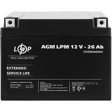 Акумуляторна батарея Logicpower AGM LPM 12V - 26 Ah - фото 4