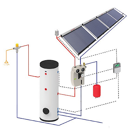 Гелиосистема для ГВС на 150 литров воды/сутки с вакуумным солнечным коллектором