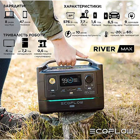 Зарядна станція EcoFlow RIVER Max (576 Вт·год / 600 Вт) - фото 5