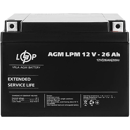 Акумуляторна батарея Logicpower AGM LPM 12V - 26 Ah - фото 4