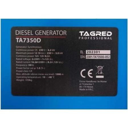 Дизельний генератор TAGRED TA7350D - фото 8