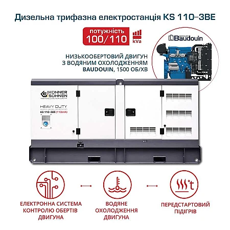 Дизельний генератор Könner&Söhnen KS 110-3BE - фото 5