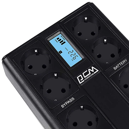 Джерело безперебійного живлення Powercom CUB-850N LCD 510 Вт 8хEURO Schuko - фото 5