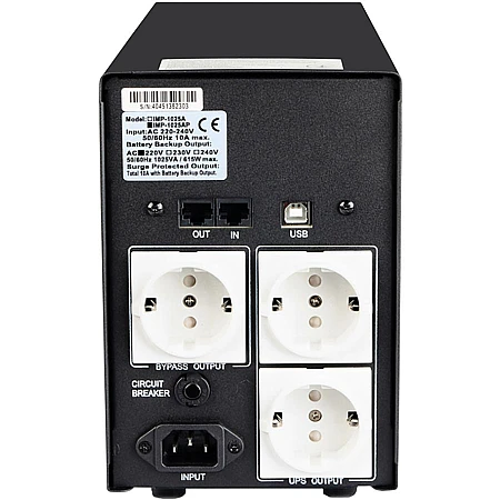 Джерело безперебійного живлення Powercom IMP-1025AP 615 Вт 3 х EURO Schuko - фото 3