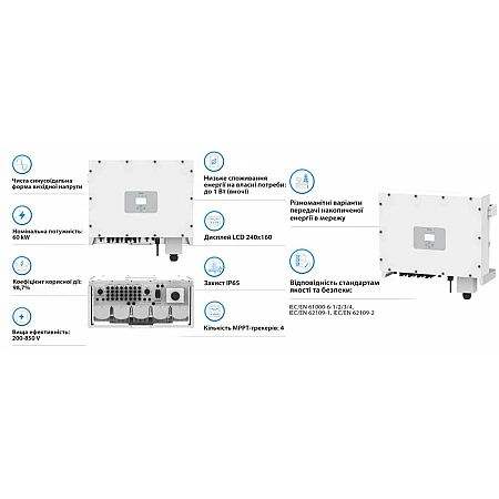 Інвертор Deye SUN-60K-G04 - фото 5