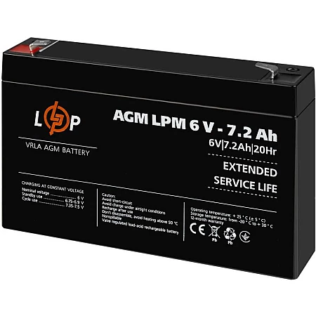Аккумуляторная батарея Logicpower AGM LPM 6V - 7.2 Ah - фото 3