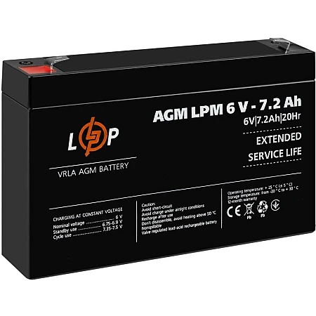 Аккумуляторная батарея Logicpower AGM LPM 6V - 7.2 Ah - фото 4