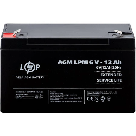 Аккумуляторная батарея Logicpower AGM LPM 6V - 12 Ah - фото 2
