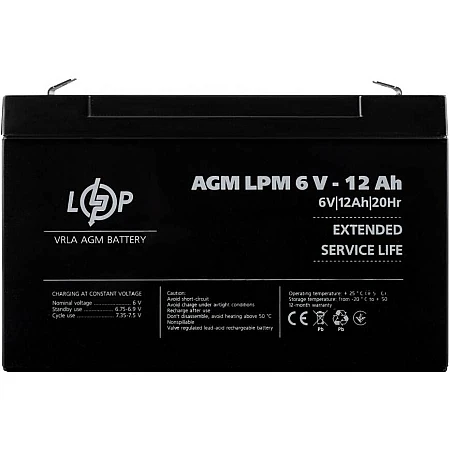 Аккумуляторная батарея Logicpower AGM LPM 6V - 12 Ah