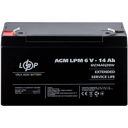 Аккумуляторная батарея Logicpower AGM LPM 6V - 14 Ah - фото 2