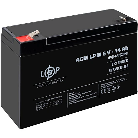 Аккумуляторная батарея Logicpower AGM LPM 6V - 14 Ah - фото 4