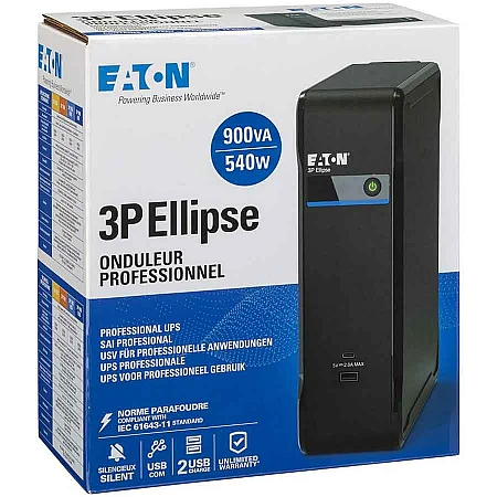 Источник бесперебойного питания Eaton 3P Ellipse 900VA/540W 2xUSB charges+USB port 3+1xSchuko - фото 9