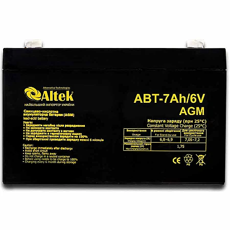 Акумуляторна батарея Altek ABT 7Ah 6V AGM