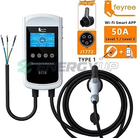 Зарядна станція FEYREE Pisces DLB 12 кВт Type 1 50А 1-фаза FY12-50-1P-T1-CS-PIS-DLB