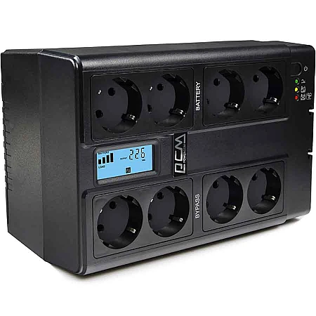 Джерело безперебійного живлення Powercom CUB-1000N LCD 550 Вт 8хEURO Schuko USB - фото 2