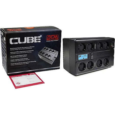 Джерело безперебійного живлення Powercom CUB-1000N LCD 550 Вт 8хEURO Schuko USB - фото 7
