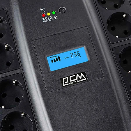 Джерело безперебійного живлення Powercom SPD-750U 450 Вт 8хEURO Schuko USB LCD - фото 3