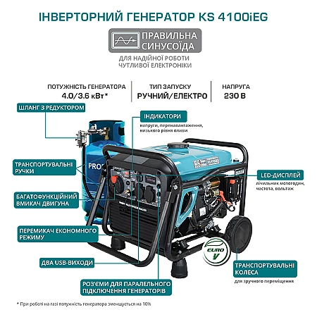 Інверторний бензо-газовий генератор Könner&Söhnen KS 4100iEG - фото 3