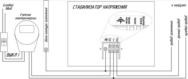 Схема підключення стабілізатору напруги