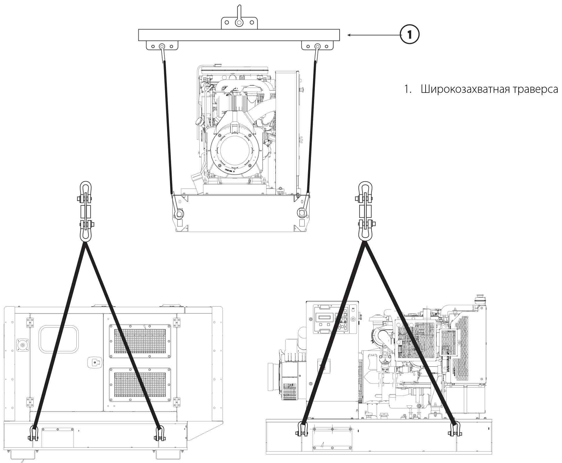 Дизельные генераторы - правильная схема подъема (открытого и закрытого исполнения)